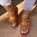 Size:5-11 Women Simple Style Solid Color Velcro Sandals