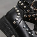 Size:4.5-11 Women Fashion Plus Size Solid Color Rivet Belt Buckle Short Boots