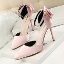 Size 4.5-11 Women Sexy Pointed Toe Buckle Strap Bowknot Pattern High Heel Shoes