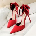 Size 4.5-11 Women Sexy Pointed Toe Buckle Strap Bowknot Pattern High Heel Shoes