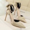 Size 4.5-11 Women Sexy Pointed Toe Buckle Strap Bowknot Pattern High Heel Shoes