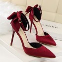 Size 4.5-11 Women Sexy Pointed Toe Buckle Strap Bowknot Pattern High Heel Shoes