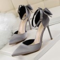 Size 4.5-11 Women Sexy Pointed Toe Buckle Strap Bowknot Pattern High Heel Shoes