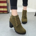 Size 4.5-10 Autumn Women Round Toe Lace-Up Chunky Heel Short Boots