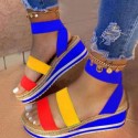 Size:4.5-11 Women Fashion Solid Color Platform Velcro Sandals Shoes