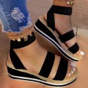 Size:4.5-11 Women Fashion Solid Color Platform Velcro Sandals Shoes