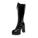 Size:4.5-12 Women Fashion Lace-up Platform High Boots