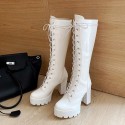 Size:4.5-12 Women Fashion Lace-up Platform High Boots