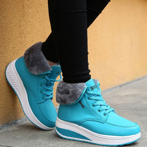 Size:4.5-9 Women Winter Warm Lace Up Fleece Lined Shoes