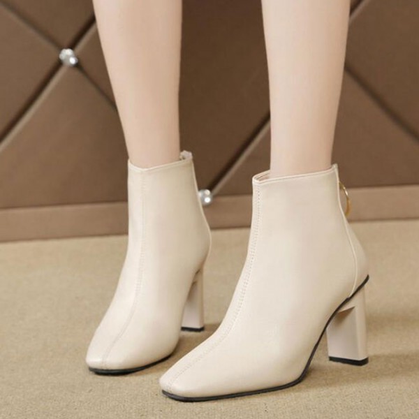 Size:4.5-8 Women Winter Fashion Heel Boots Zipper Short Boots