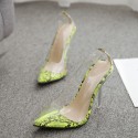 Size:4.5-10 Women Snake Pattern Transparent High Heels Sandals Shoes