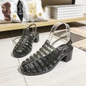 Women Summer Hollow Design Jelly Color Chunky High Heel Sandals