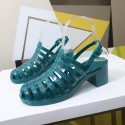 Women Summer Hollow Design Jelly Color Chunky High Heel Sandals