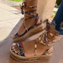 Women Fashion Sexy Strap Design Leopard Snake Pattern Platform Sandals