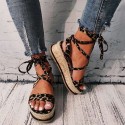 Women Fashion Sexy Strap Design Leopard Snake Pattern Platform Sandals