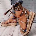 Women Fashion Sexy Strap Design Leopard Snake Pattern Platform Sandals