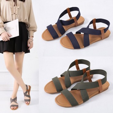 Women Casual Cross Hollow Design Flat Sandals