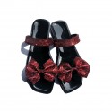 Women Fashion Sexy Bow Rhinestone Decorative Square Toe Flat Sandals