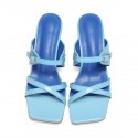 Women Fashion Buckle Design Square Toe High Heel Sandals