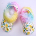 Winter Women Hollow Comfortable Breathable Leisure Plush Slippers Clogs