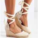 Stylish Contrast Wedge Lace-Up Sandals