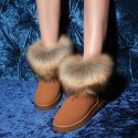 Women Fashion Round Toe Plush Flat Slip Snow Boots