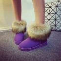 Women Fashion Round Toe Plush Flat Slip Snow Boots