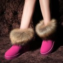 Women Fashion Round Toe Plush Flat Slip Snow Boots