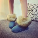 Women Fashion Round Toe Plush Flat Slip Snow Boots