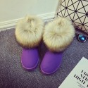 Women Fashion Round Toe Plush Flat Slip Snow Boots