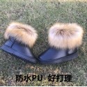 Women Fashion Round Toe Plush Flat Slip Snow Boots