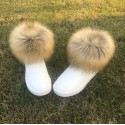 Women Fashion Round Toe Plush Flat Slip Snow Boots