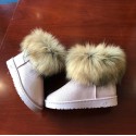 Women Fashion Round Toe Plush Flat Slip Snow Boots