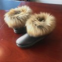 Women Fashion Round Toe Plush Flat Slip Snow Boots