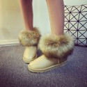 Women Fashion Round Toe Plush Flat Slip Snow Boots