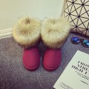 Women Fashion Round Toe Plush Flat Slip Snow Boots