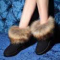 Women Fashion Round Toe Plush Flat Slip Snow Boots