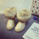 Women Fashion Round Toe Plush Flat Slip Snow Boots