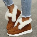 Women Casual Winter Low-Top Suede Plush Flat Short Snow Boots