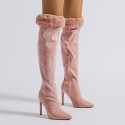 Women'S Fashion Pointed Toe Stiletto Heel Sleeve Lace Over The Knee Boots