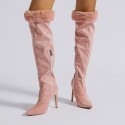 Women'S Fashion Pointed Toe Stiletto Heel Sleeve Lace Over The Knee Boots