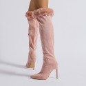 Women'S Fashion Pointed Toe Stiletto Heel Sleeve Lace Over The Knee Boots