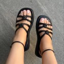 Women Fashion Round Toe Buckle Strap Platform Sandals Large Size