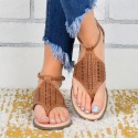 Plus Size Women Fashion Round Toe Thong Hollow Flat Sandals