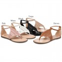 Plus Size Women Fashion Round Toe Thong Hollow Flat Sandals