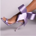 Plus Size Women Fashion Round Toe Bow Knot Open Toe Ladies Stiletto High Heel Sandals