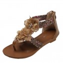 Women Fashion Minimalist Casual Vacation Boho Solid Color Flower Flat Sandals