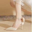 Women Fashion Elegant Pointed Toe Bowknot Ankle Strap Buckle Pumps