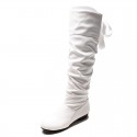 Women Fashion Solid Color Creased High Boots