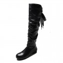 Women Fashion Solid Color Creased High Boots